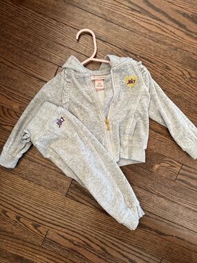 Juicy Couture Gray Sweatshirt & Joggers Set with Yellow and Purple Logos